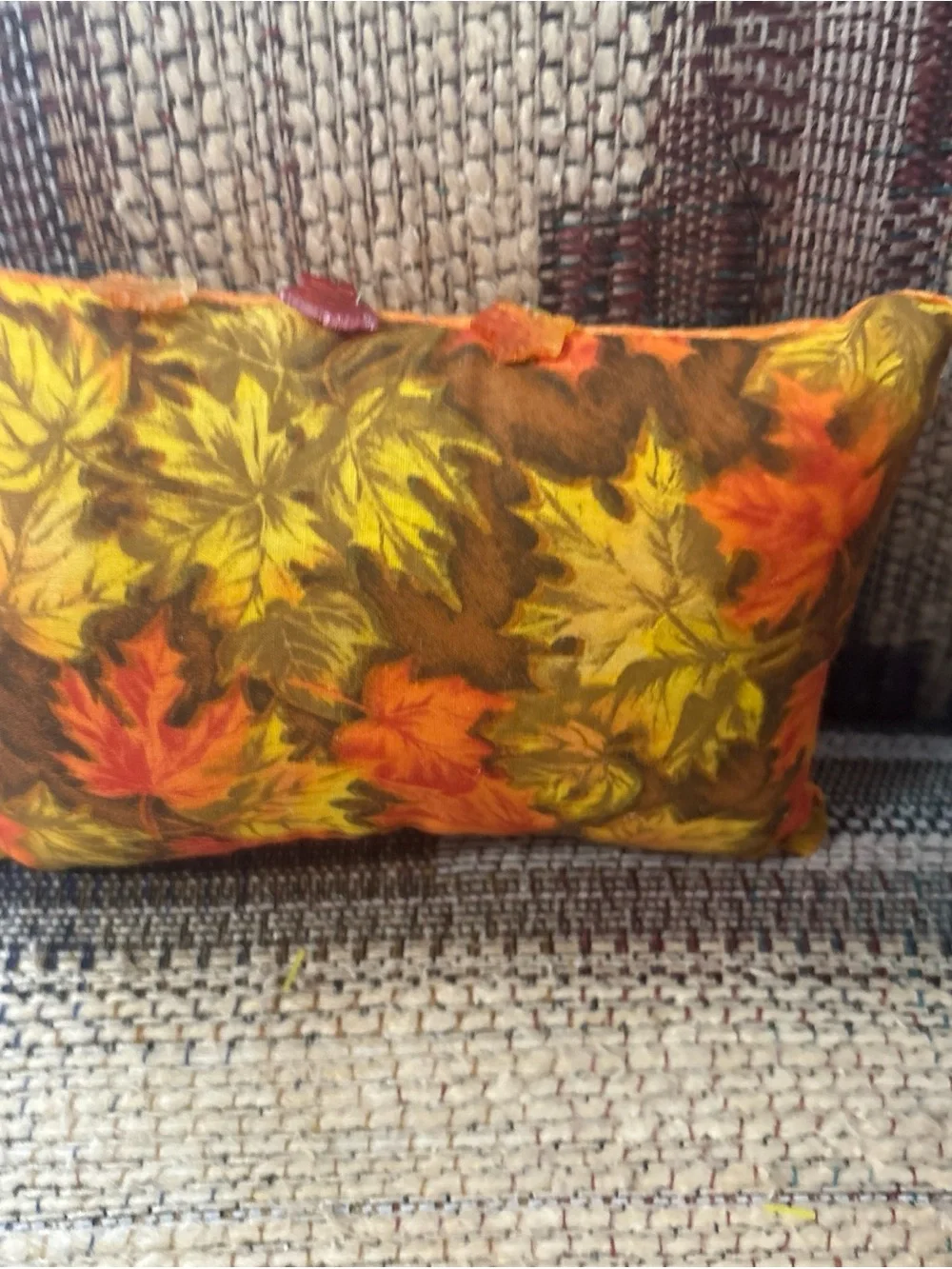 Autumn Leaf Floral Lumbar Pillows pack of 3 handmade new Yellow Orange Brown